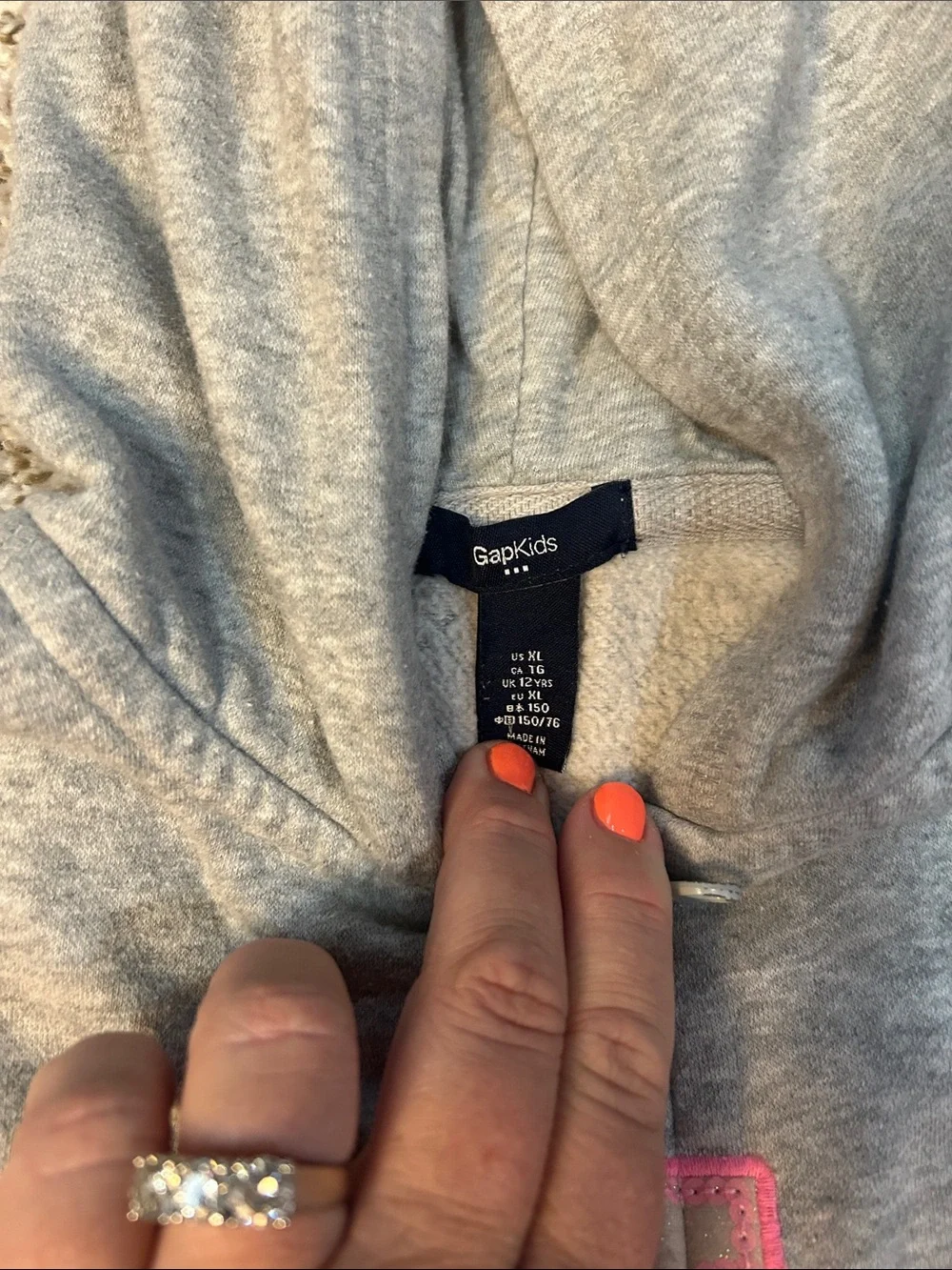 GAP Gray Hoodie with Pink Lettering